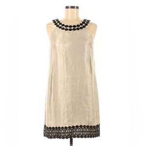 Nine West size 6 Beige with Black Trim Tan Ivory Sleeveless Dress
Embroidered